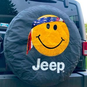 Mopar Jeep Wrangler Spare Tire Wheel Cover 32” Smiley American Flag Bandana